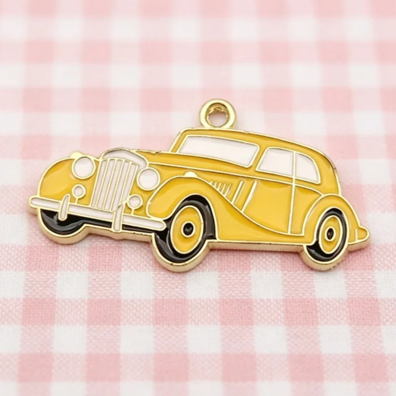 10pcs Car Pendant DIY Jewelry Accessories Alloy Drip Oil Pendant Keychain Earring Pendant