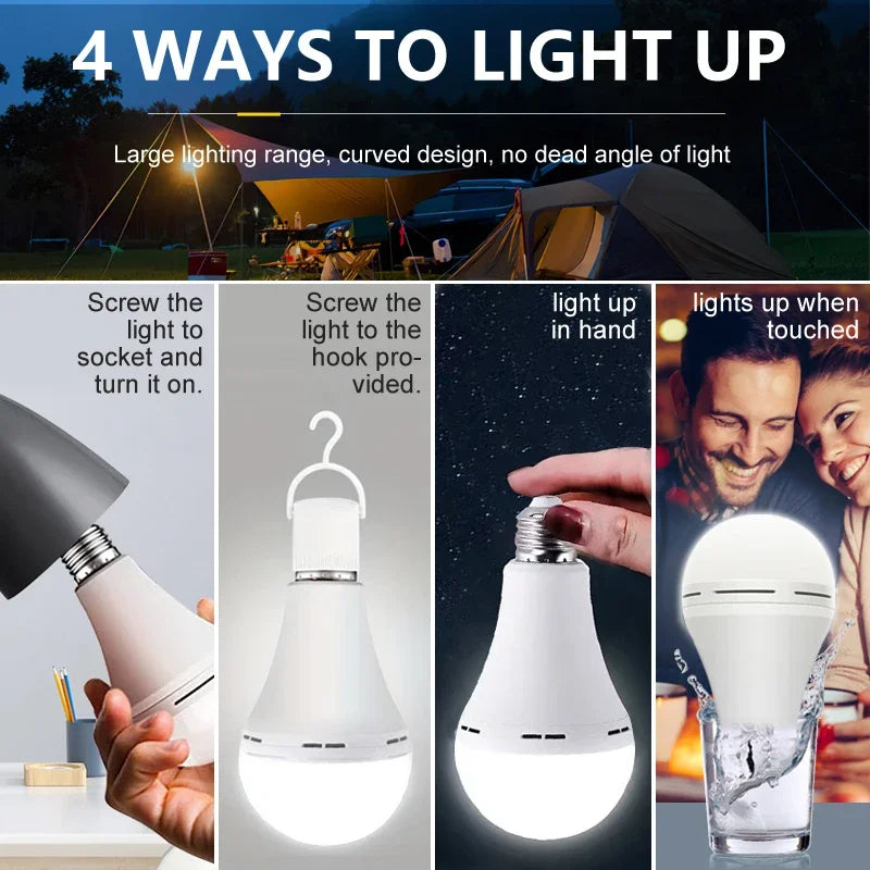 1/3 Pcs Rechargeable Bulb LED Outdoor Waterproof Emergency Light Portable Hanging Night Light Adjustable Camping Fishing Garden