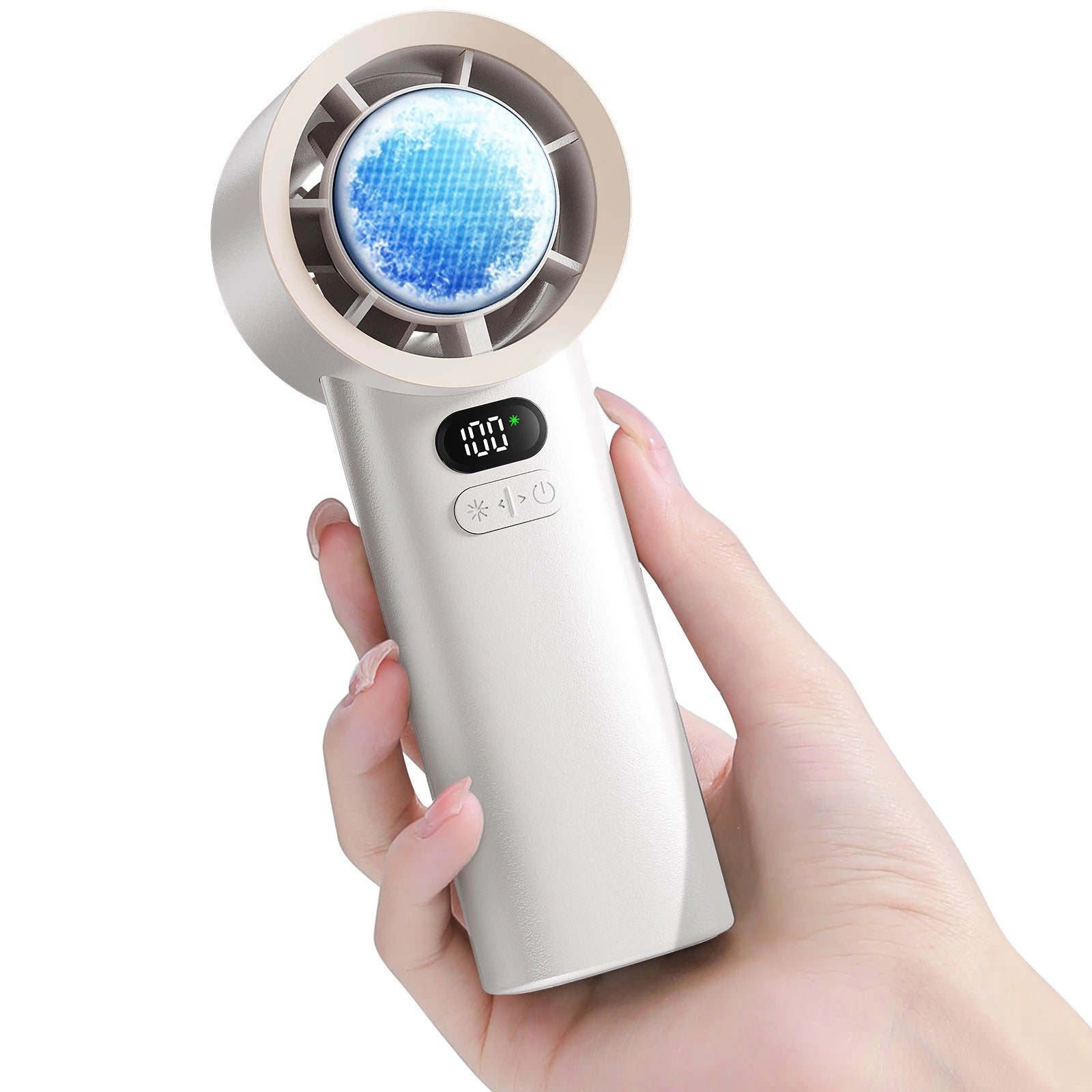 MUXNW Semiconductor Cooling Handheld Fan 13500RPM 100-Speed Digital Screen USB-C Bladeless Outdoor Fan Black