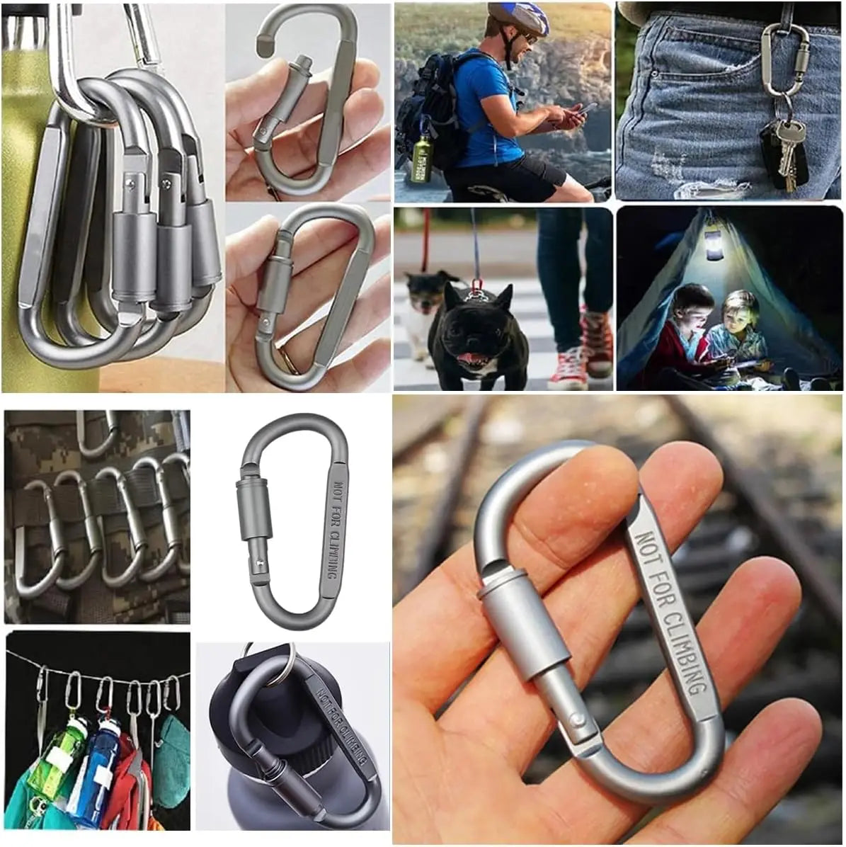 4 Pack D-ring Carabiner Clip Lightweight Aluminum Carabiners With Barrel Locking For Keychain Tactical Bag Backpack