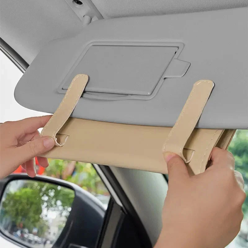 Car Sun Visor Tissue Box Holder - PU Leather Auto Napkin Case, Multi-use for Sun Visor, Dashboard, Armrest, Seat Back
