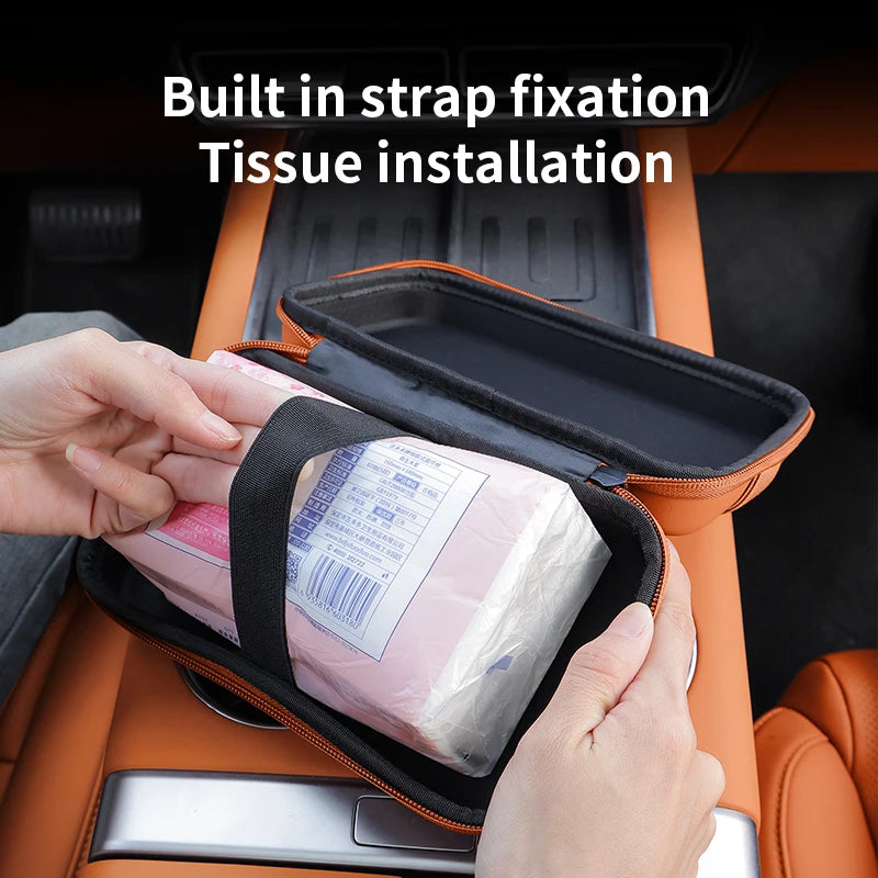 Car Mounted Tissue Box Drawer Box Creative Car Armrest Box Backrest Hanging Multifunctional Sun Visor Four-color Tissue Bag