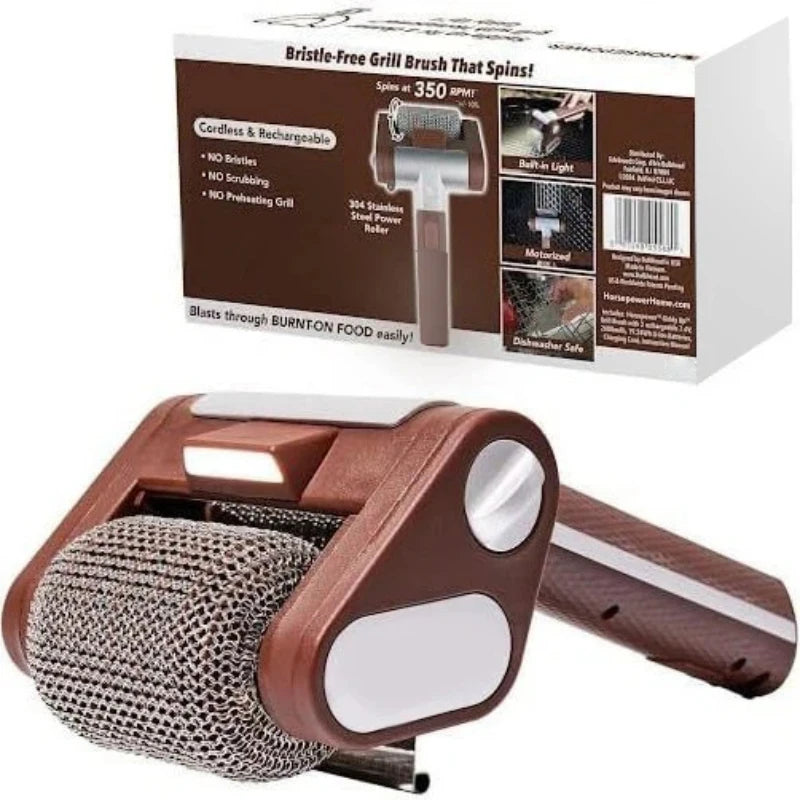 Electric Grill Brush Electric Grill Cleaner Brush Barbecue Cleaner Tool Rechargeable Cordless BBQ Grill Cleaner with LED Light