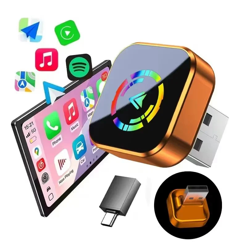 Vyvylabs 2-in-1 Wireless CarPlay Adapter USB USB-C Converter for Factory Wired CarPlay Vehicles iOS 10+ Android 11+ Android Auto Support