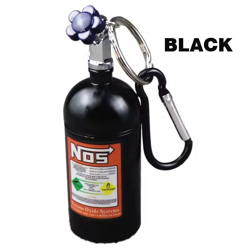 10cm Outdoor NOS Bottle Style Key Chain Car Ashtray Metal Car Ashtray High Quality Aluminium Keychain Bag Pendant