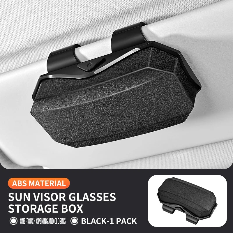 1PC Luxury Car Glasses Case Interior Scratch Resistant Material Inside Vehicle Sunglasses Storage Box Clip Sun Visor Accessorie