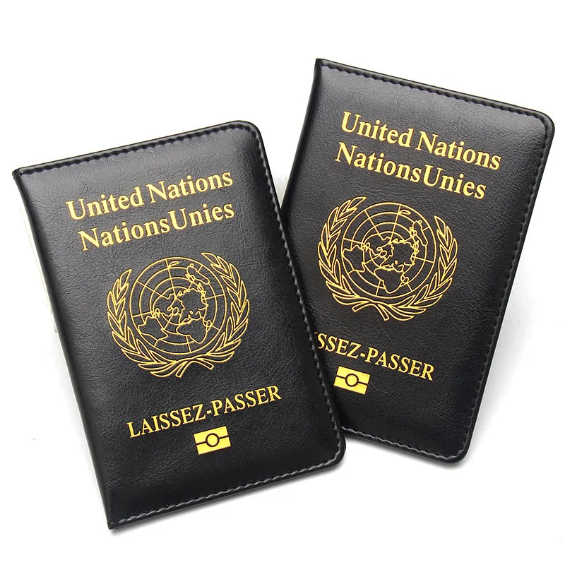United Nations Laissez-Passer Passport Cover PU Leather Protector Case UN Logo Travel Wallet