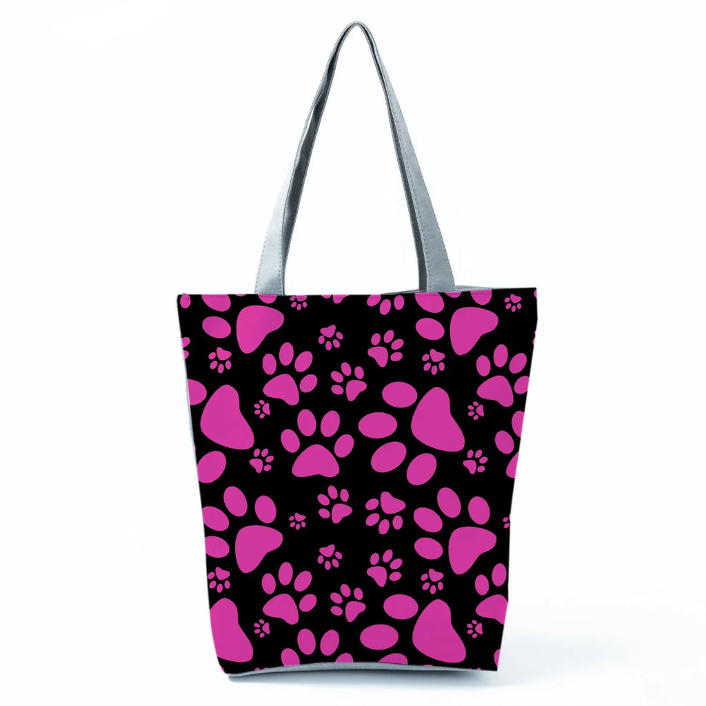 Fashion Dogs Paws Handbags Printed Love Dogs Shopping Bag Casual Women Shoulder Bag Summer Kawaii Female Tote Travel Beach Bag