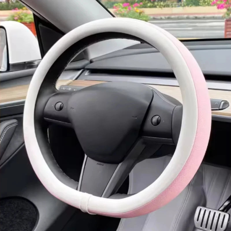 PU Leather Steering Wheel Cover for Tesla Model Y Juniper Anti Slip Steering Replacement Protect Cover Interior Accessories