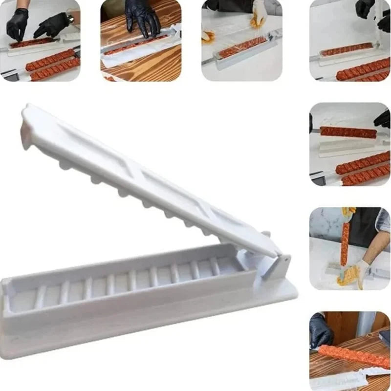 Single Row Kebab Maker Kebab Press Maker BBQ Meat Skewer Machine Reusable Plastic BBQ Skewer Maker Kebab Preparation BBQ Tools