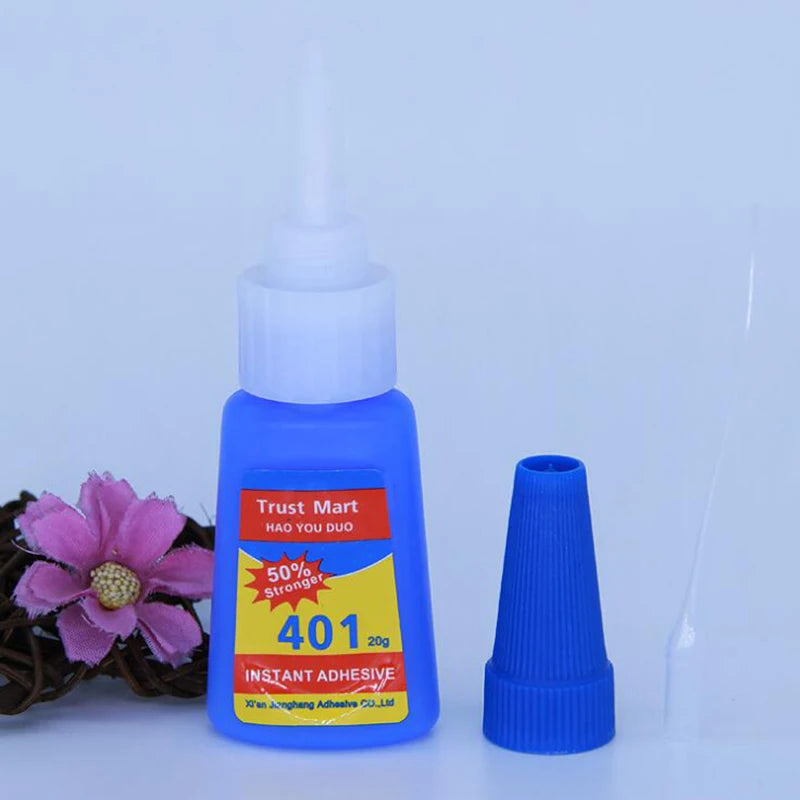 20g Super Adhesive Glue 401 Super Transparent Flexible Glue for Leather Wood Metal Plastic Rubber