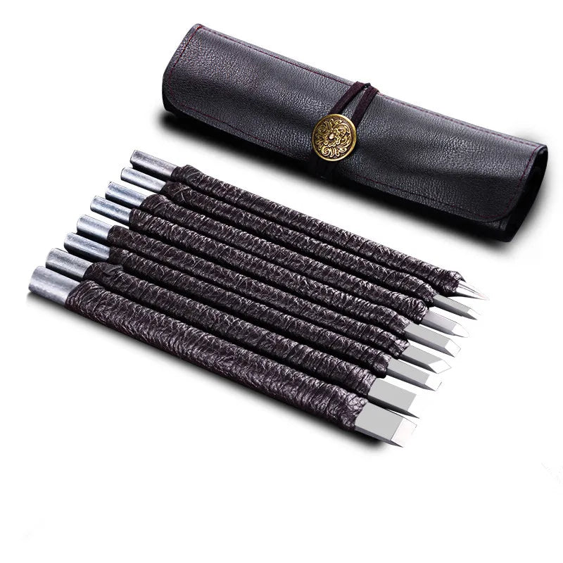 Professional 3/8/10Pcs Tungsten Steel Stone Carving Hand Tools Set Stone Carving Chisel Set Woodworking Carving Tool