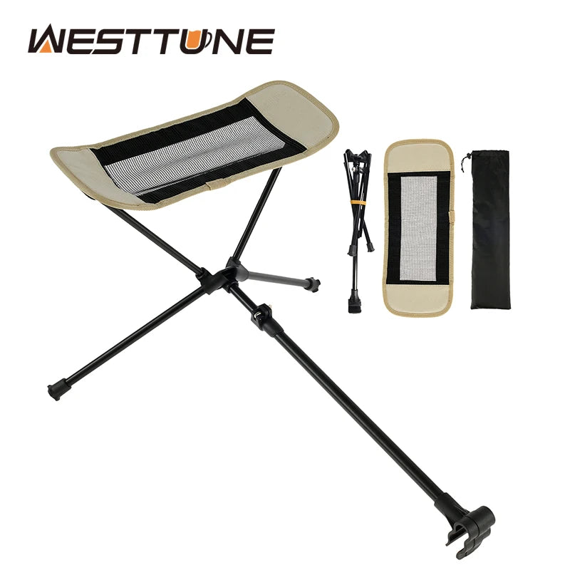 WESTTUNE Portable Camping Chair Foot Rest Stool Folding Attachable Leg Rest Recliner Lazy Retractable Accessories for Outdoor