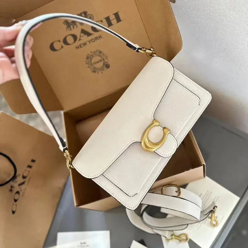 Luxury C Buckle Tabby Shoulder Bag Women Vintage Print Leather Underarm Bag 2 Removable Straps Crossbody Small Square Handbag La