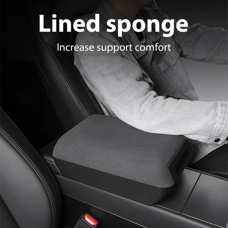 Lcars Special Car-Specific Armrest Box Suitable for the New Tesla Model Y/Yl/3 Original Armrest Box, Height-Increasing Storage Box, Suede Armrest Box Height-Increasing Storage Organizer