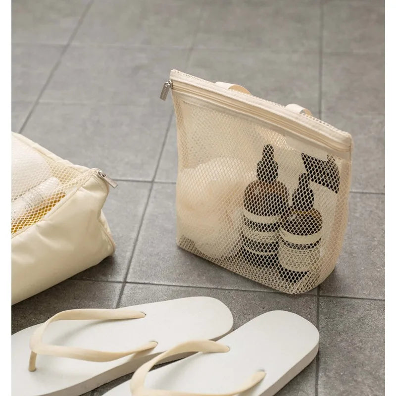 Mesh Toiletry Storage Bags Handbags Portable Travel