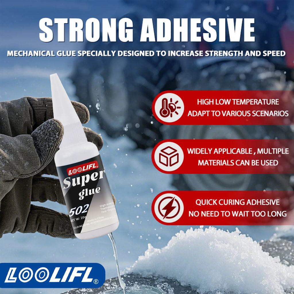 Loolifl, Best-Selling 1-25Pcs 502 Super Glue, Quick-Drying Cyanoacrylate Adhesive for Glass, Leather, Rubber, Wood, Metal, Strong Industrial Strength Glue
