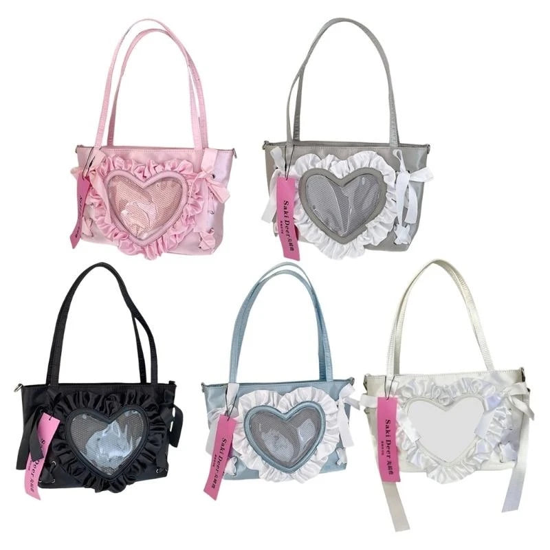 H3CB Sweet Bows Itabag Lovely Shoulder Bag Heart Crossbody Bag Japanese Styles Bag Students School Bag