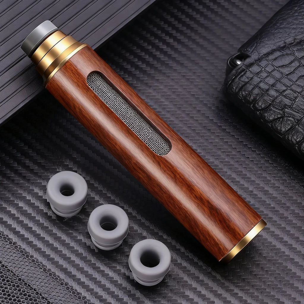 1PC Portable Wood Car Ashtray Handheld Walnut Mini Ashtray No-Soot Ash Tray For Outdoor Indoor Car Smoking Man Fathers Gift