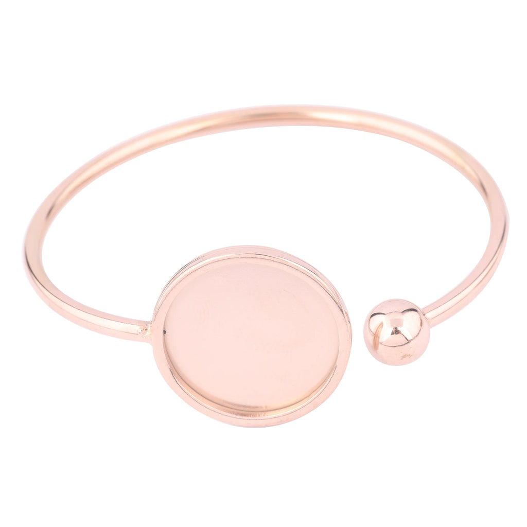 2pcs Stainless Steel 55mm Bendable Cuff Bracelet Base Blanks Gold Plated 20mm cabochon Bangle bezel settings for jewelry making