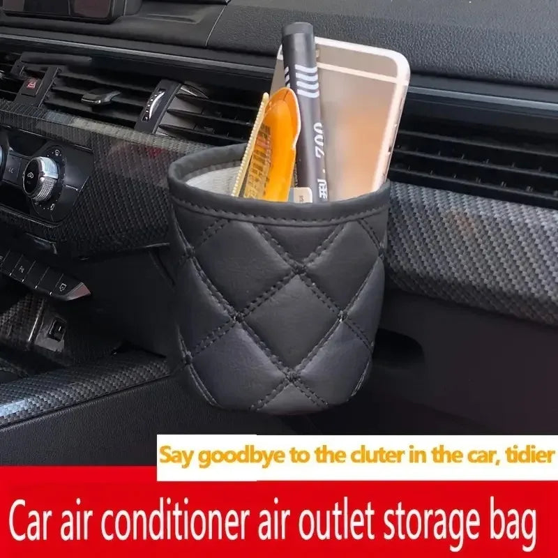 Car Outlet Air Vent Clip Storage Organizer Phone Holder Trash Box Sunglasses Storage Bags Multifunctional Hanging Accessories