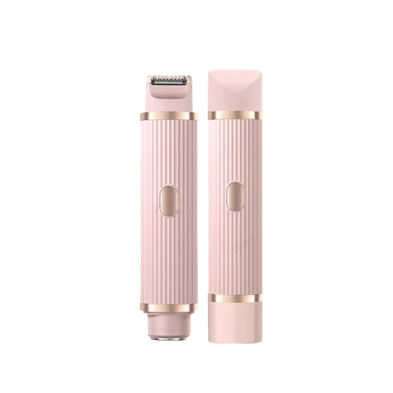 Women's Electric Shaver 2-in-1 Bikini Area Hair Trimmer Cordless Waterproof Rechargeable Wet/Dry Use Dual-Head Detachable Razor