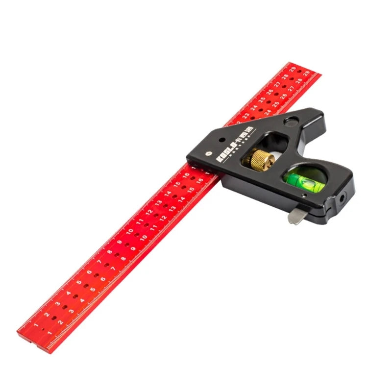 Heavy Duty Woodworking Combination Angles Ruler Aluminum Alloy Ruler 90/45 Degree Measuring Tool with Level & Needle