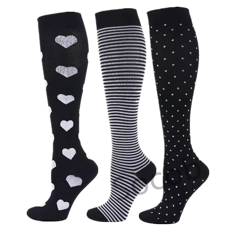 6/7 Pairs Compression Socks Varicose Diabetes Sock Running Cycling Hiking Touring Bicycle Marathon Outdoor Rugby Edema Long Tube