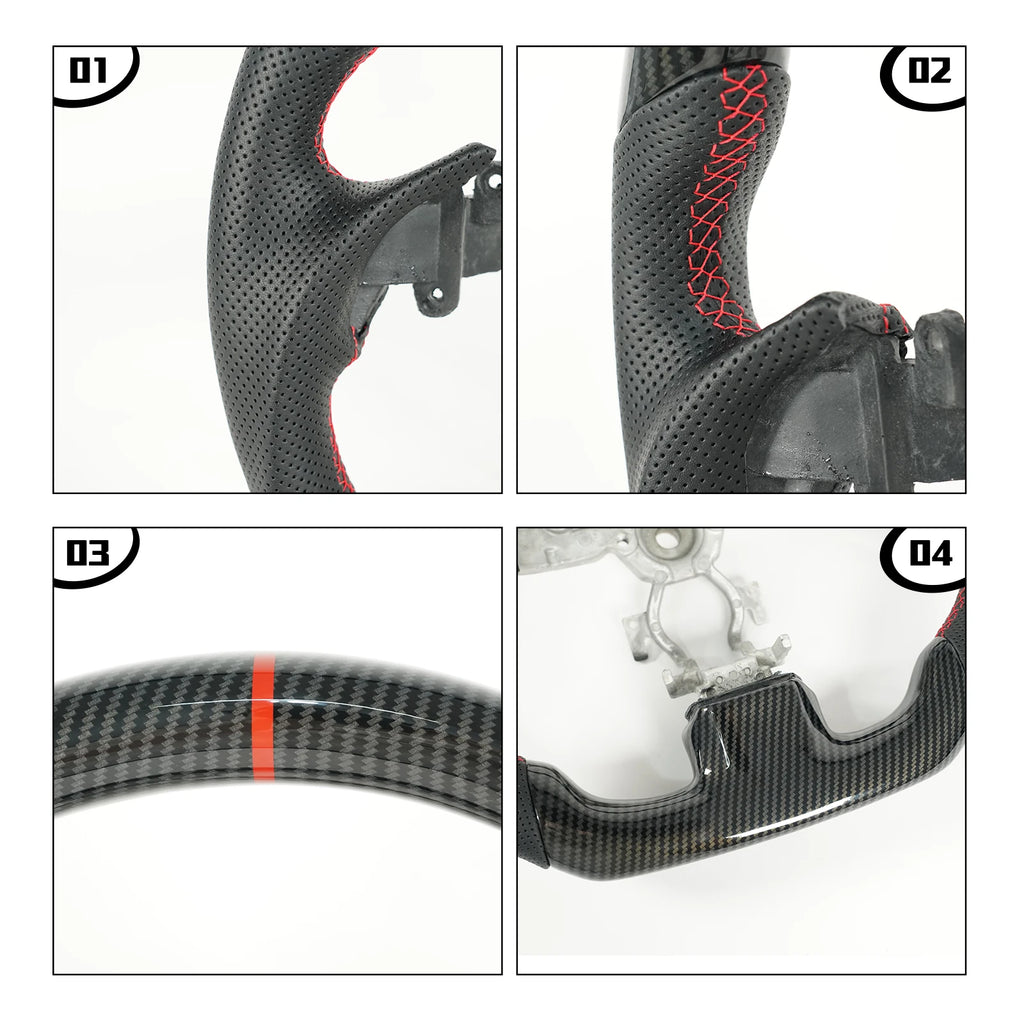 Hydro Dip Carbon Fiber Steering Wheel Red Stitching Center Line For INFINITI G25 G35 G37 QX50 Q60 2009-2013 Car Accessories
