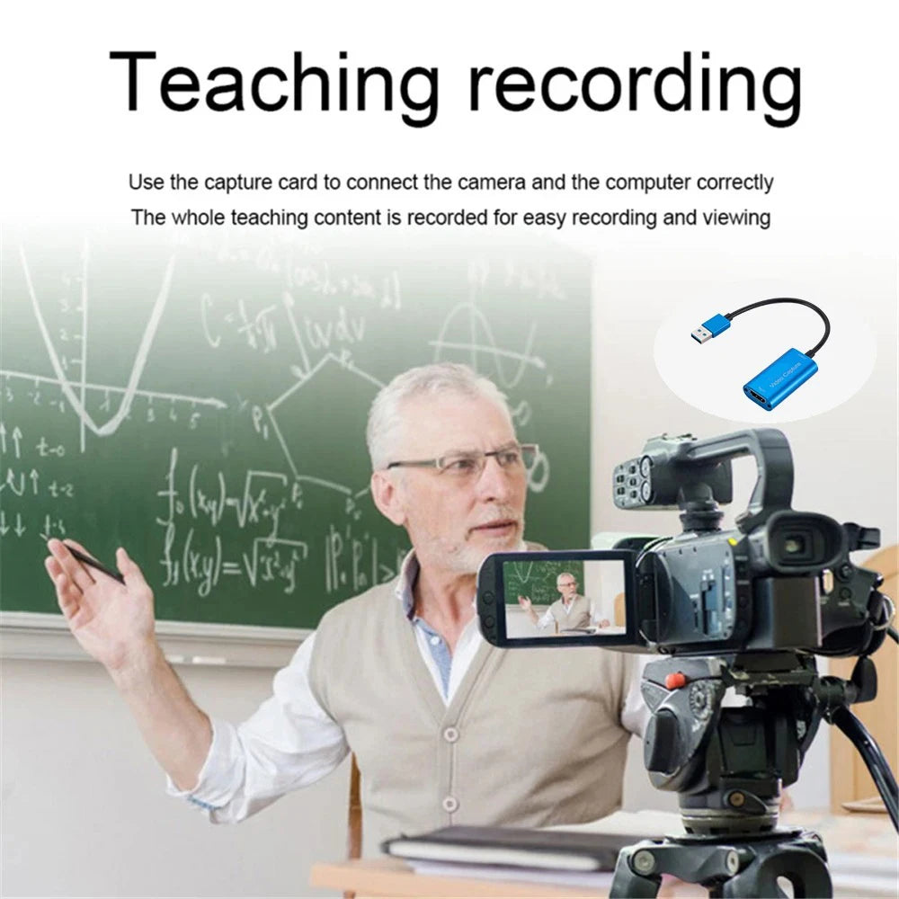 4K HDMI-Compatible Video Capture Card USB 3.0 1080P Game Capture Card Grabber Record Box for Live Streaming for PS4 HD Camera