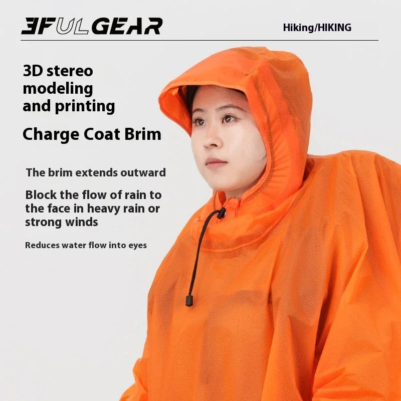 3F UL GEAR 3 In 1 Ultralight Hiking Raincoat Camping Poncho Tarp Outdoor Awning Travel Rain Coats 15D Silicone Rain Jacket Cover