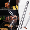 Sausage Turning Tongs Bbq Stainless Steel Bbq Tongs Long Handle Grill Tongs Metal Barbecue Hot Dog Flipping Clip Multipurpose