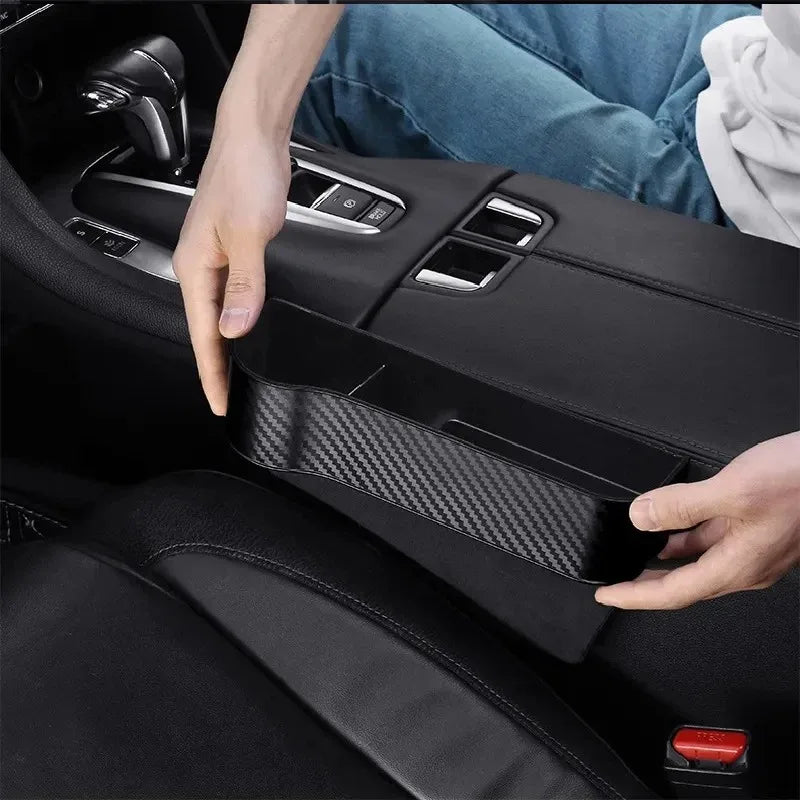 Multifunctional Car Seat Crevice Storage Box Carbon Fiber Gap Filler Organizer Auto Slit Pocket Holder For Phone Small Items