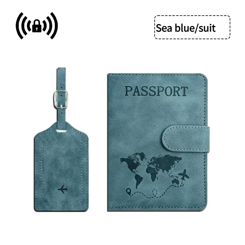 Advanced Essential Travel Item: Anti Theft High-performance RFID Shielded Passport Clip+leather Luggage Tag Set