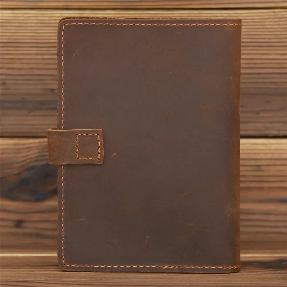 Large Vintage Genuine BULL COW CRAZY HORSE Leather Passport Cover Retro Business Card Holder Men Credit Card ID Holders 1047