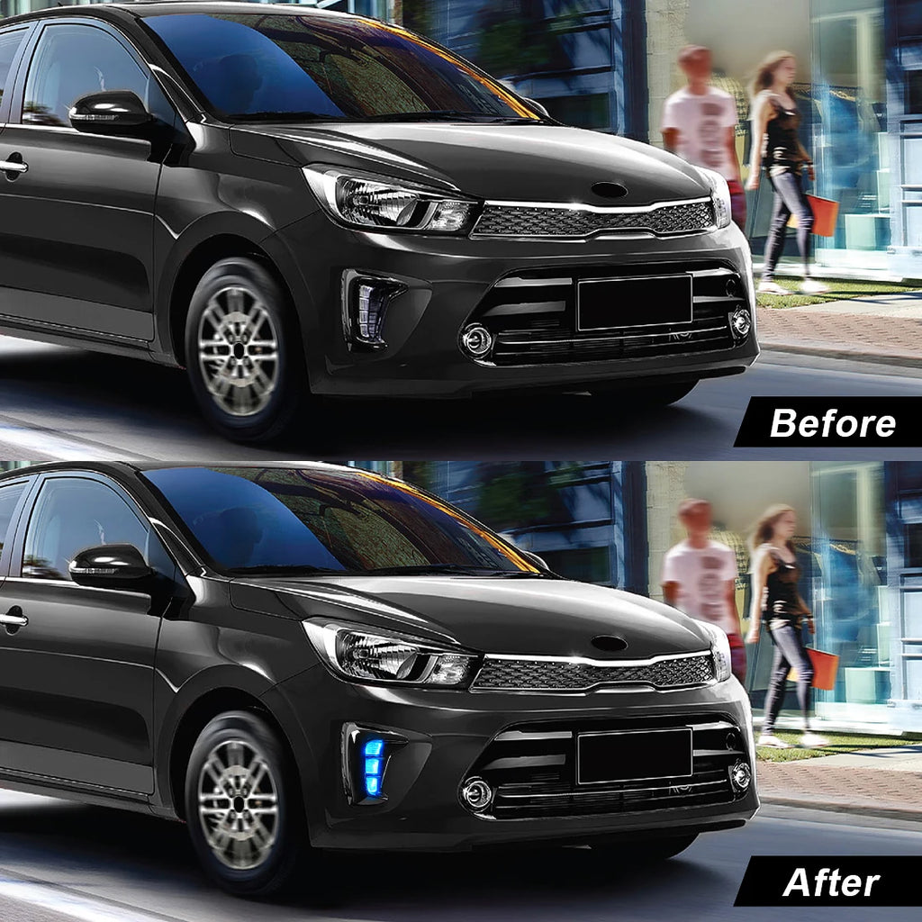 For Kia Pegas 2018 2019 Car LED Daytime Running Light Front Fog Lamp Dynamic Turn Signal Light White Yellow Blue 12V Accessories