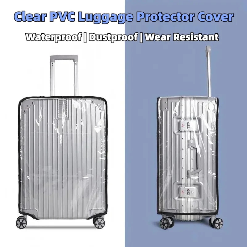 Transparent Waterproof PVC Suitcase Protector, Wear Resistant Dustproof Cover for 20-28 Inch Wheeled Trolley Luggage