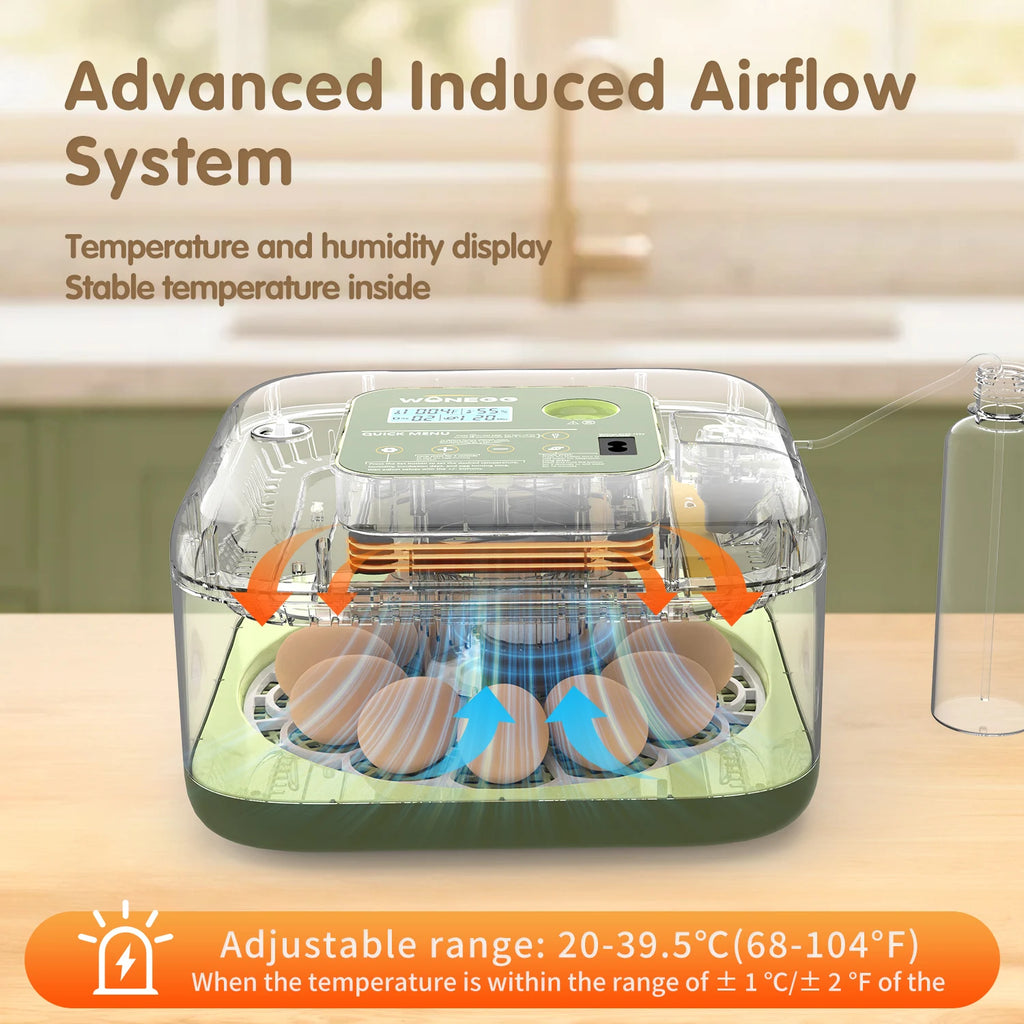 12 Eggs Incubator For Hatching Eggs, Temp And Humidity Control, 360°View Auto Water Adding, Egg Candler Egg Turning Countdown Ha