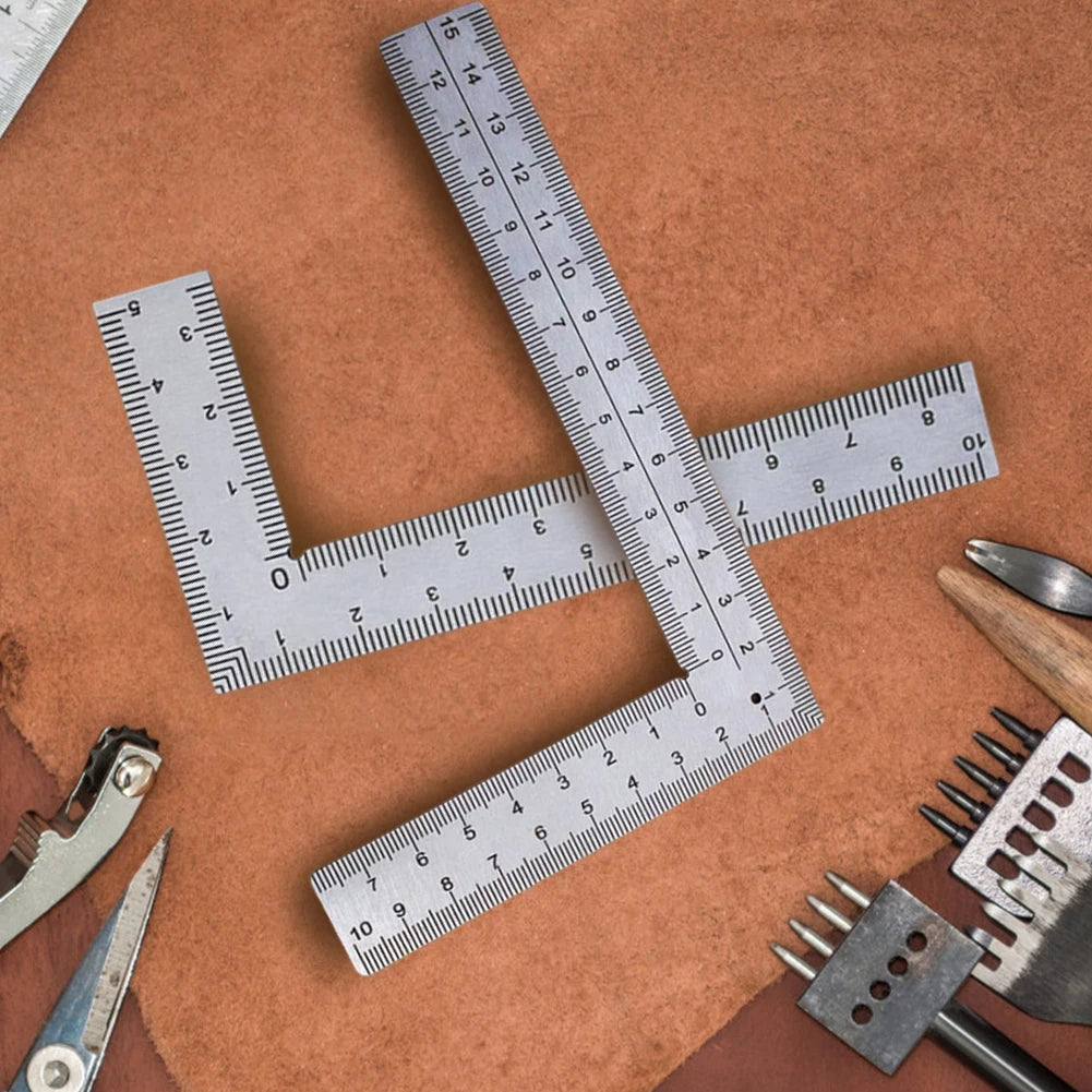 2Pcs Measuring Layout Tool Stainless Steel Square 90 Turning Ruler Precision Building Framing Gauges Mini L-Shaped Ruler