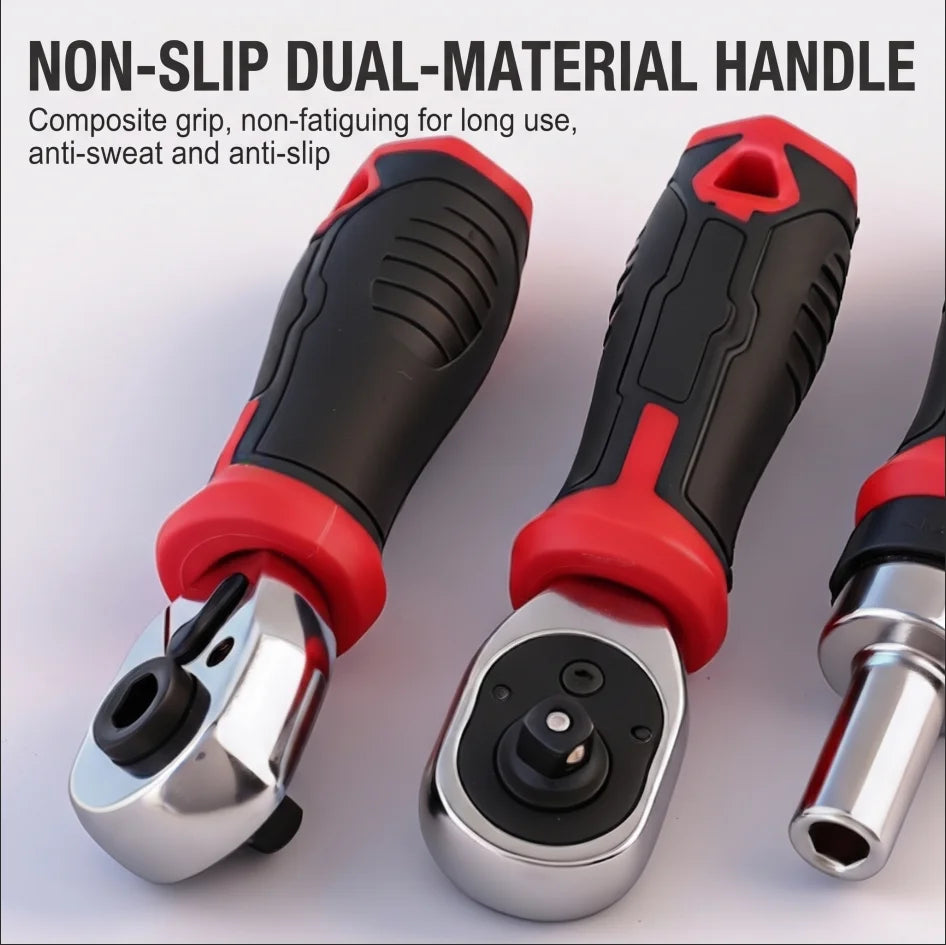 1/4" Mini Ratchet Wrench Set 72-Tooth Reversible Ratchet Socket Wrench Hex Bit Driver CR-V Hand Tools for Bicycle Car Repair DIY