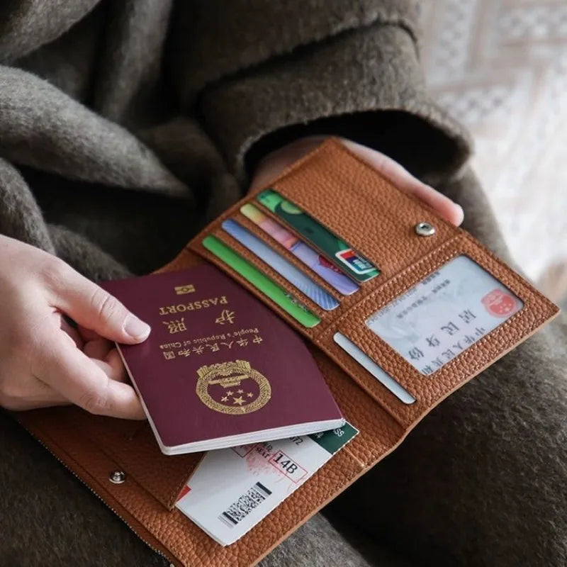 Leather Passport Holder Covers Case Waterproof Travel Credit Card Wallet Cute Passport Book for Women/Men Zipper Passport Cover