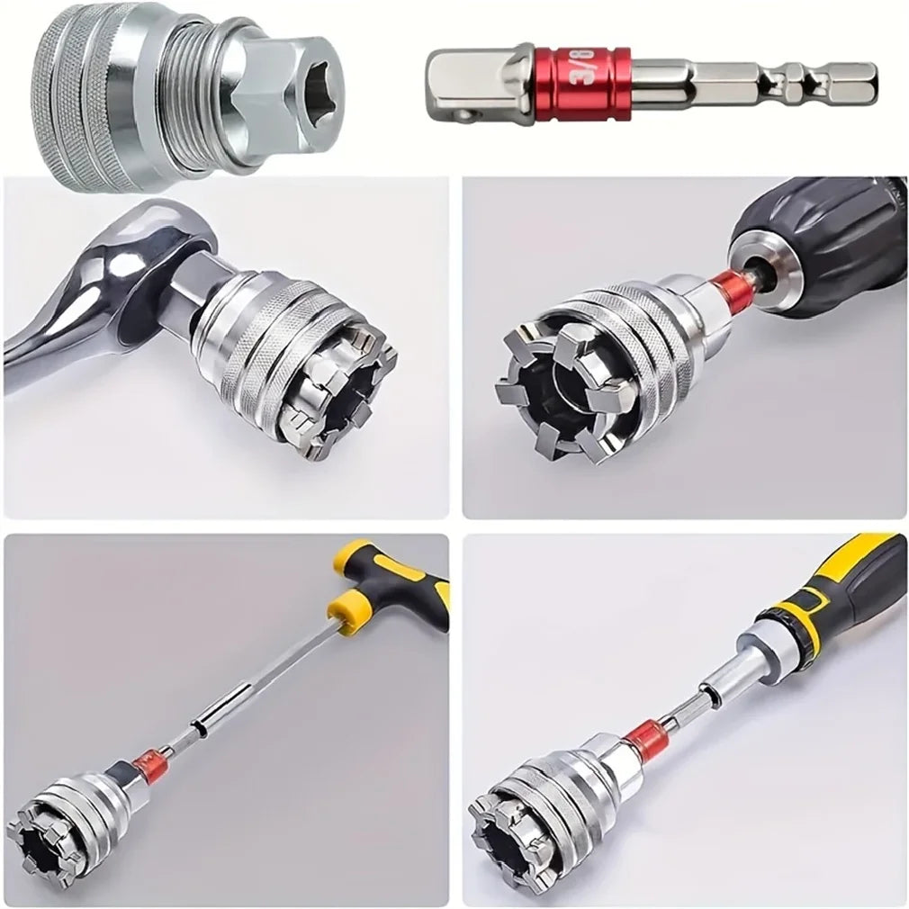 1pc Universal Adjustable Magic Socket Wrench,10~19mm,Multifunctional Ratchet Wrench Head Spanner Sleeve,Repair Tools Accessory