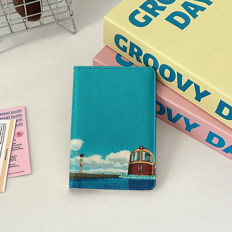 Japanese Animated Passport Cover Passport Wallet Travel Essentials Women Air Ticket Credit Card Holder Passport Protective Case