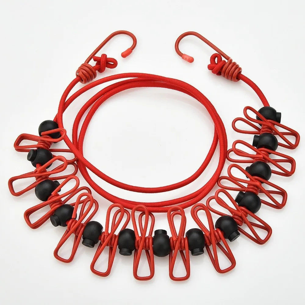 Portable Travel Clothesline Adjustable Camping Laundry Line Indoor Outdoor Hotel Drying Hanging Rope That Tightens with a Pull