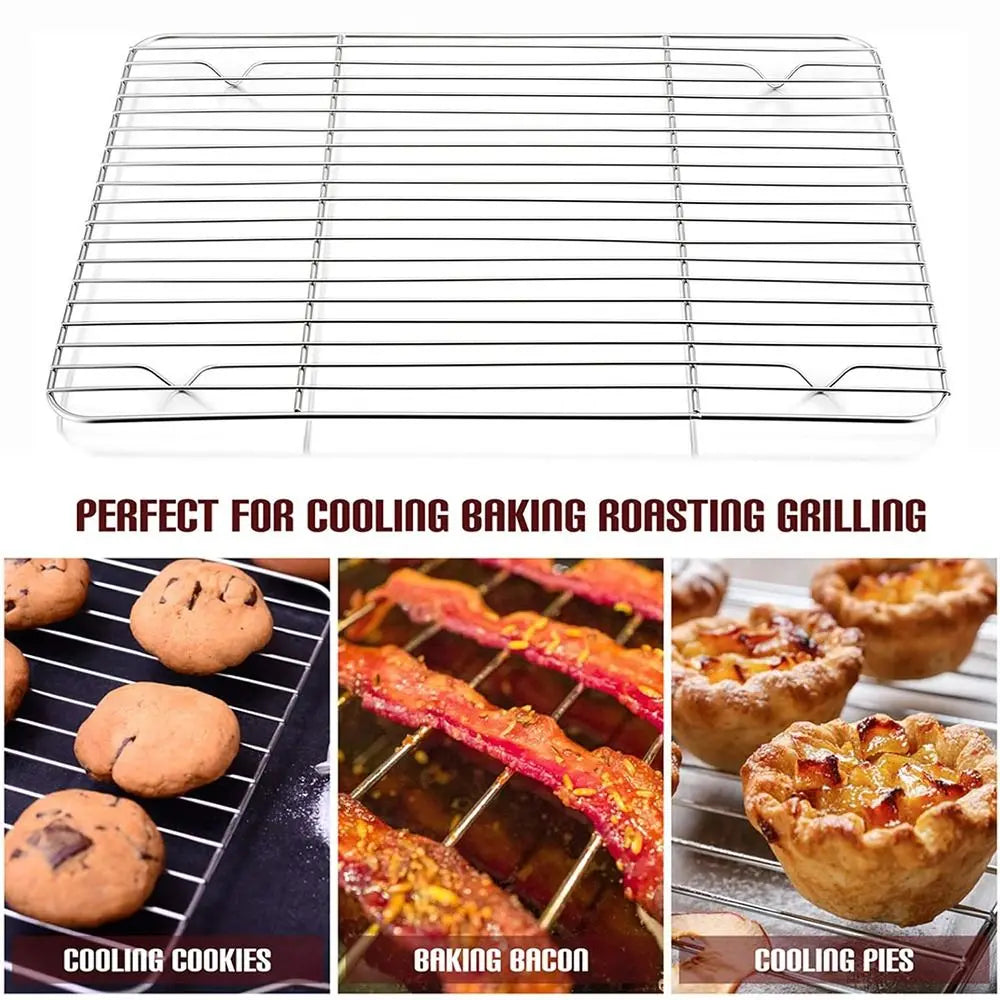 New Stainless Steel Cooling Rack Dense Wires Smooth Edge Baking Rack Easy to Clean Barbecue Cooking Mesh Shelf Drying