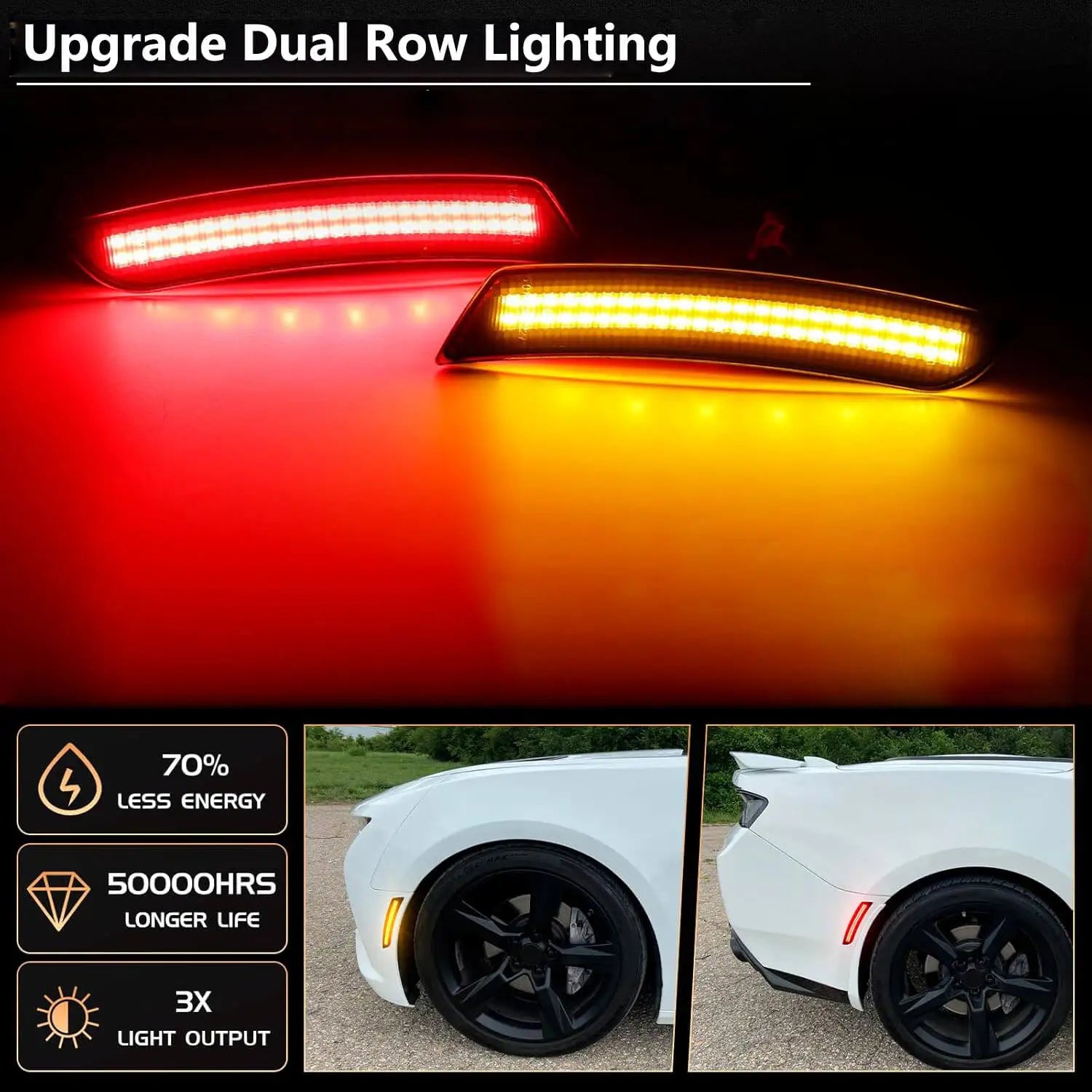 LED Side Marker Lights For Chevrolet Camaro LS LT SS ZL 2016 2017 2018 2019 2020 2021 2022 2023 Front Rear Lamp Car Accessories