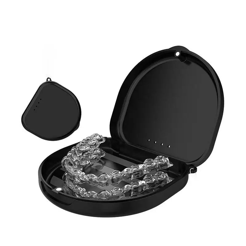 Portable Denture Tray Box Dental Retainer Box Case Plastic Teeth Container Denture Box False Teeth Protective Case With Lanyard