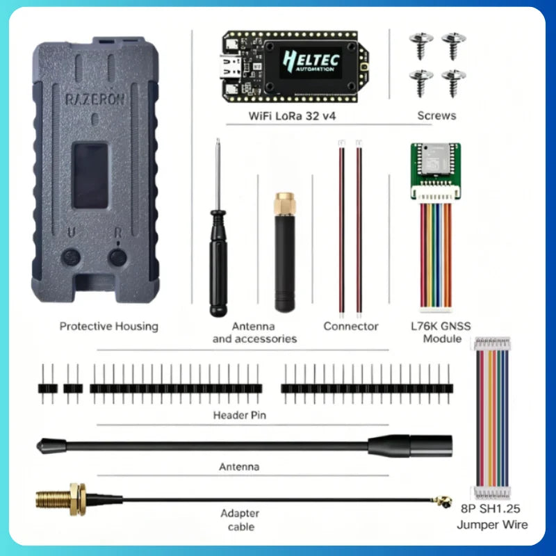 Meshtastic MeshCore Node Heltec V4 V4.3 Enclosure Case LoRa 28dBm WiFi BLE GPS IoT Kit