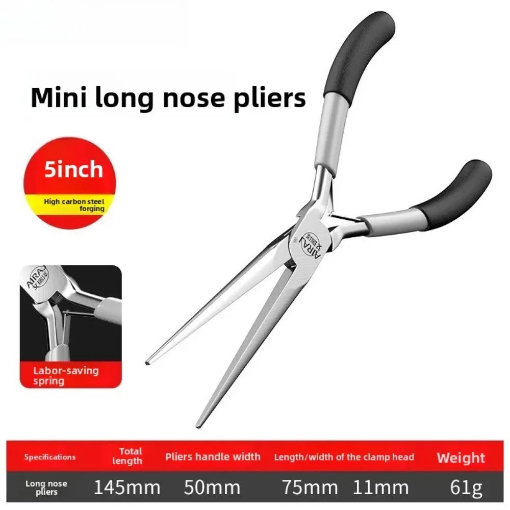 Mini Pointed Toothless Flat Mouth Extended Needle Mouth Oblique Mouth Pliers Flat Mouth Wire Binding Pliers Set