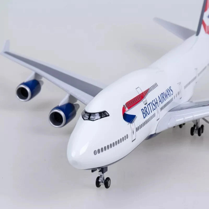 47CM model plane 747 British Airways Plastic model Resin Static miniature airplane  for Collection Or Gift Display Decorations